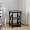 Wood Bedside Table 3-Tiers Shelf Mini Cabinet Nightstand for Bedroom Living Room