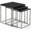 Nest Of 3 Tables Chrome Legs High Gloss Square Top New By Home Discount