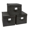 3 x FOLDABLE FABRIC STORAGE BOXES WITH LIDS COLLAPSIBLE STORAGE CUBES ORGANIZER