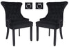 Set of 2 Black Velvet Dining Chairs Ring Knocker, Velvet Upholstered , Wing back