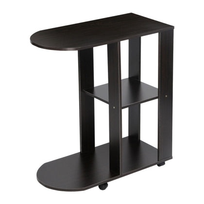 NICEME C-Shaped End Table for Living Room 30cm Narrow Side Table on Casters