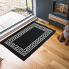 Machine Washable Non Slip Greek Key Kitchen & Hall Runners Rugs Mats Black Grey