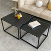 Nest of 2 Square End/Side Table Living Room Marble Coffee Table Scratch-proof