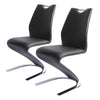 Set of 2 PU Leather Armless Chairs for Dining Kitchen Room High Back Steel Leg
