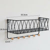 Wall Mounted Shelf Hooks Basket Wire Rack Storage Unit With Key Hanging Hangers