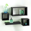 Set Of 4 Wooden Floating Cube Shelves Wall Hanging Storage Display Deco Shelving