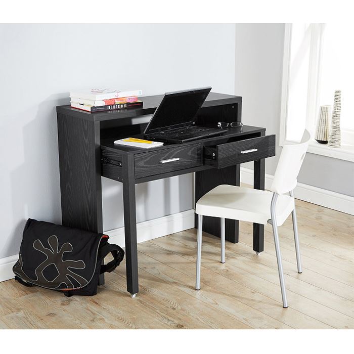 REGIS EXTENDING CONSOLE TABLE STUDY COMPUTER DESK 2 DRAWERS RETRACTABL ...