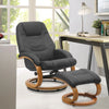 Stylish Recliner Sleeping Chair PU Leather Cushiony Armchair Lounge w/ Footstool