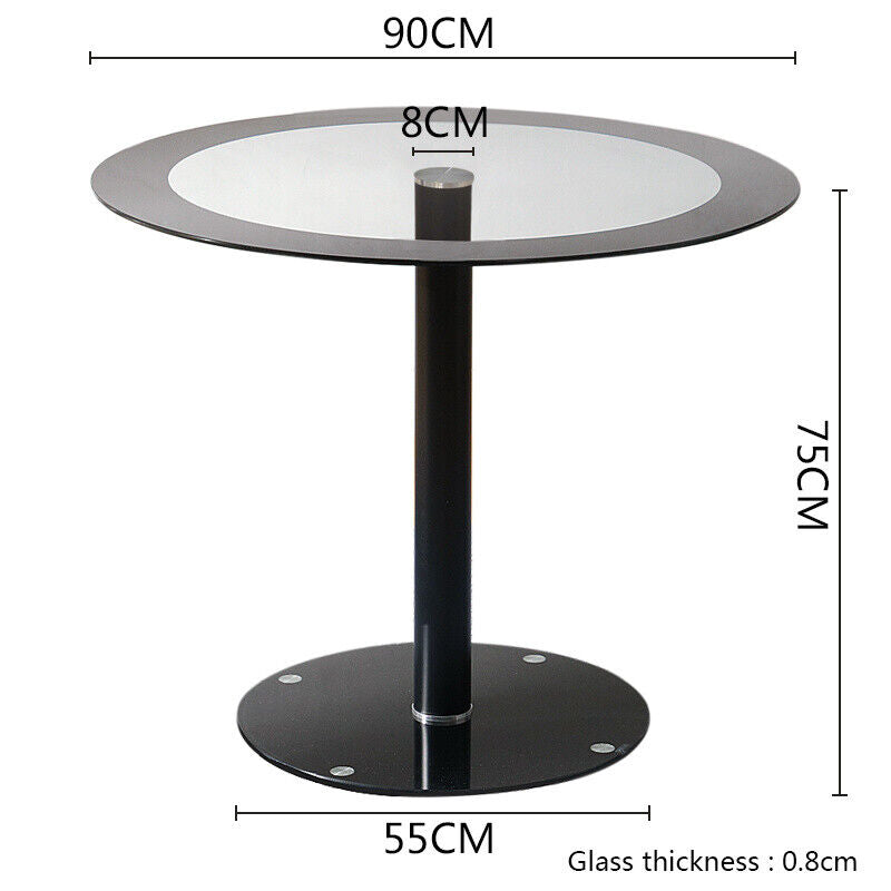 Round Glass Dining Table with 4/2 Chairs Office Home Living Room Kitchen Seats