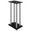 Speaker Stands 2 pcs Black Tempered Glass 4 Pillars Design base is sturdy