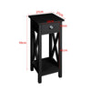 Side Table 2-Tier End Table w/ Drawer Open Shelf Wooden Nightstand Stable Narrow