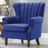 Velvet/Linen Chesterfield Armchair Tufted Wing Back Scalloped Shell Chair Sofa