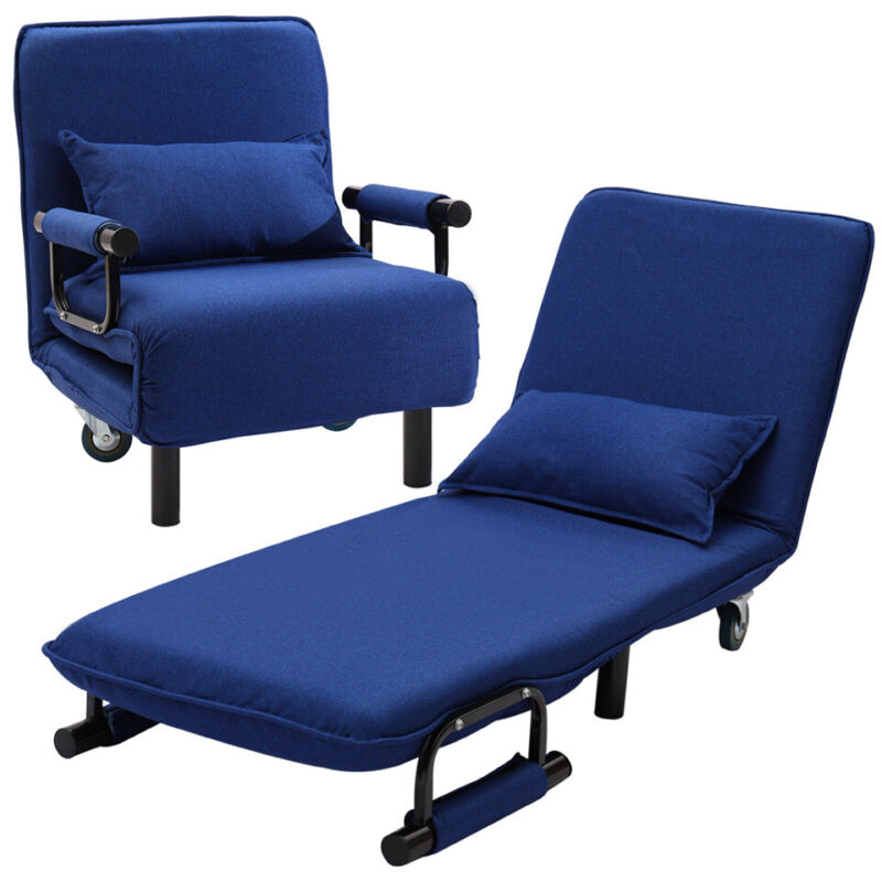 Frosted Velvet Upholstered Recliner Chair Armchair Sleeper Chair Single Sofa Bed