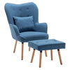 Vintage Fabric Wingback Chair Accent Tub Armchair with Oak Legs Footstool Lounge