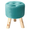 Luxury Padded Wooden Footstool Ottoman Square/Round Pouffe Stool Wood 4 Legs UK