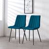 Set of 2 Velvet Dining Chairs Soft Padded Seat Metal Legs Modern Office Kitchen