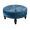 Velvet Padded Coffee Table Round Stool Wooden Leg Round Pouffe Seat Footstool