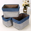 3/6Pcs Storage Baskets Foldable Linen Fabric w/ Handle Toy Clothes Organizer Box