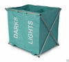 Laundry Basket Aluminium Frame Folding Double Hamper Washing Storage Sorter Bin