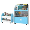 Children Bookcase set of 2 Toy Storage Unit with Wheels Book Organizer Removable