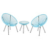Set of 3 Indoor Outdoor Furniture Garden Patio String Egg Chair & Coffee Table