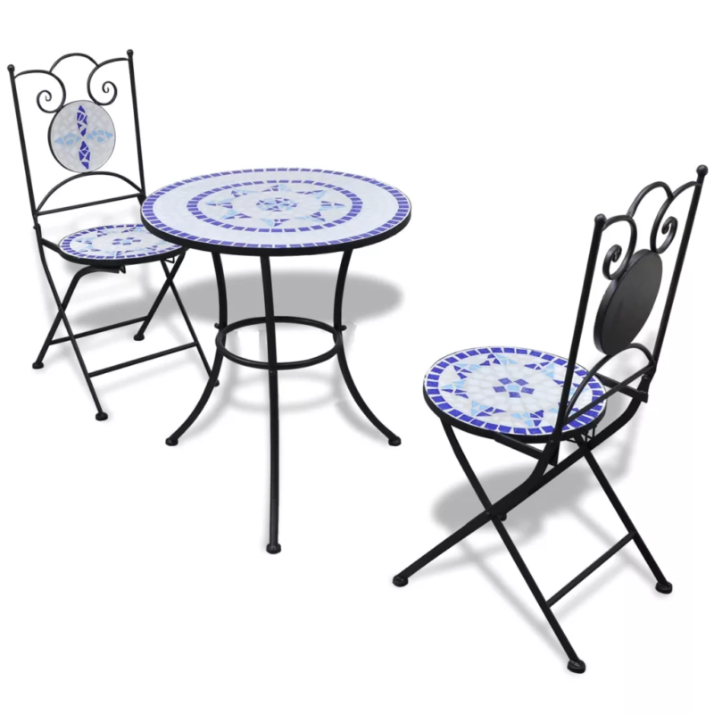 3 Piece Bistro Set Ceramic Tile Home Garden Table And Chairs Patio Furniture