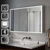 LED Bathroom Mirror Cabinet With Bluetooth Speaker Shaver Socket Dimmable Lights