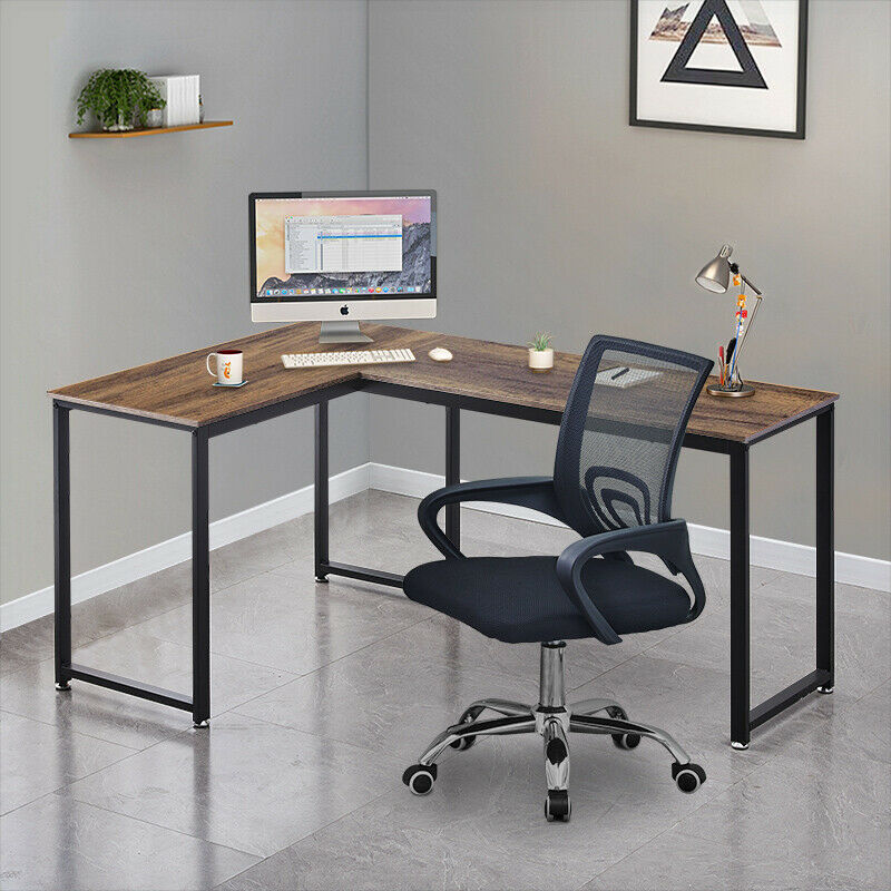 L shaped desk with store metal legs