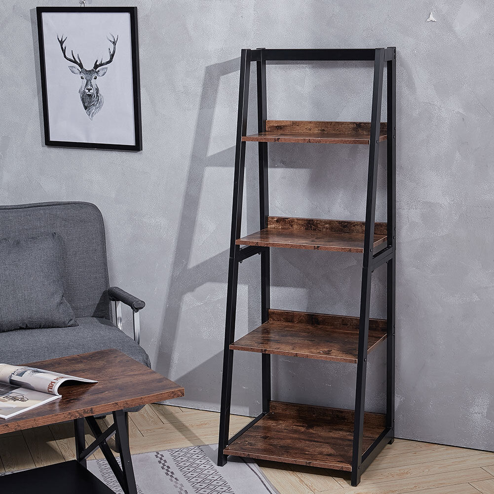 Ladder Shelf Bookcase 3/4 Tier Display Storage Shelving Unit Corner Plant Stand