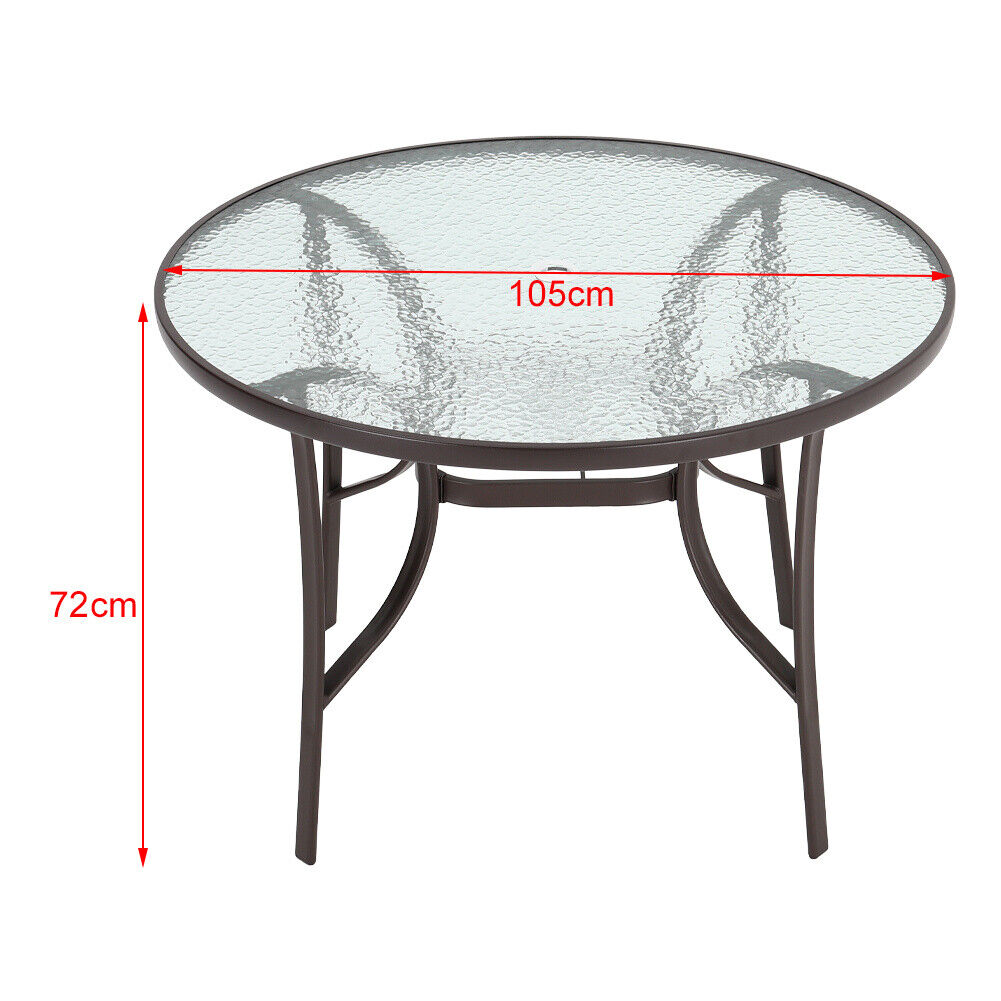 Garden Furniture Set Glass Top Picnic Table and Chair Diner Outdoor Patio Bistro