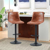Set of 2 Barstools Gas lift Swivel Faux Leather Grey/Brown Bar Chairs New