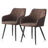 Set of 2 Grey/Brown/Beige Dining Chairs Fuax Leather Padded Seat Metal Legs PU