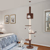4-Tier Floor to Ceiling Cat Tree Adjustable Climbing Tower Kitty Activity Center