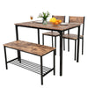 4pcs Dining Table Set 2xChairs 1xDining table 1xBench Breakfast Metal Furniture
