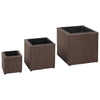 3 Pcs Garden Rattan Planter Pot Set Outdoor Flower Plant Boxes Pots Square