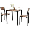 3 Pieces Compact Dining Table 2 Chairs Set Wooden Metal Frame Breakfast Kitchen