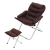 Folding Leisure Lazy Lounger with Footstool Set Outdoor Garden Padded Seat Chair