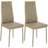 2/4/6X Dinning Chairs Faux Leather Ribbed Padded Seat Metal Legs Kitchen Dining