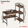 Industrial 120cm Computer Desk w/ Shelves and Computer Tower, Writing Table