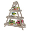 3-Tier Triangular Wooden Plant Ladder Stand Rustic Garden Flower Display Shelf