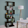 Wood Bookcase Bookshelf S Shape 6 Tier Shelves Free Standing Shelving Storage