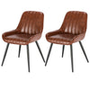2x Dining Chairs Living Room Chairs with leather +metal Backrest Counter Chairs