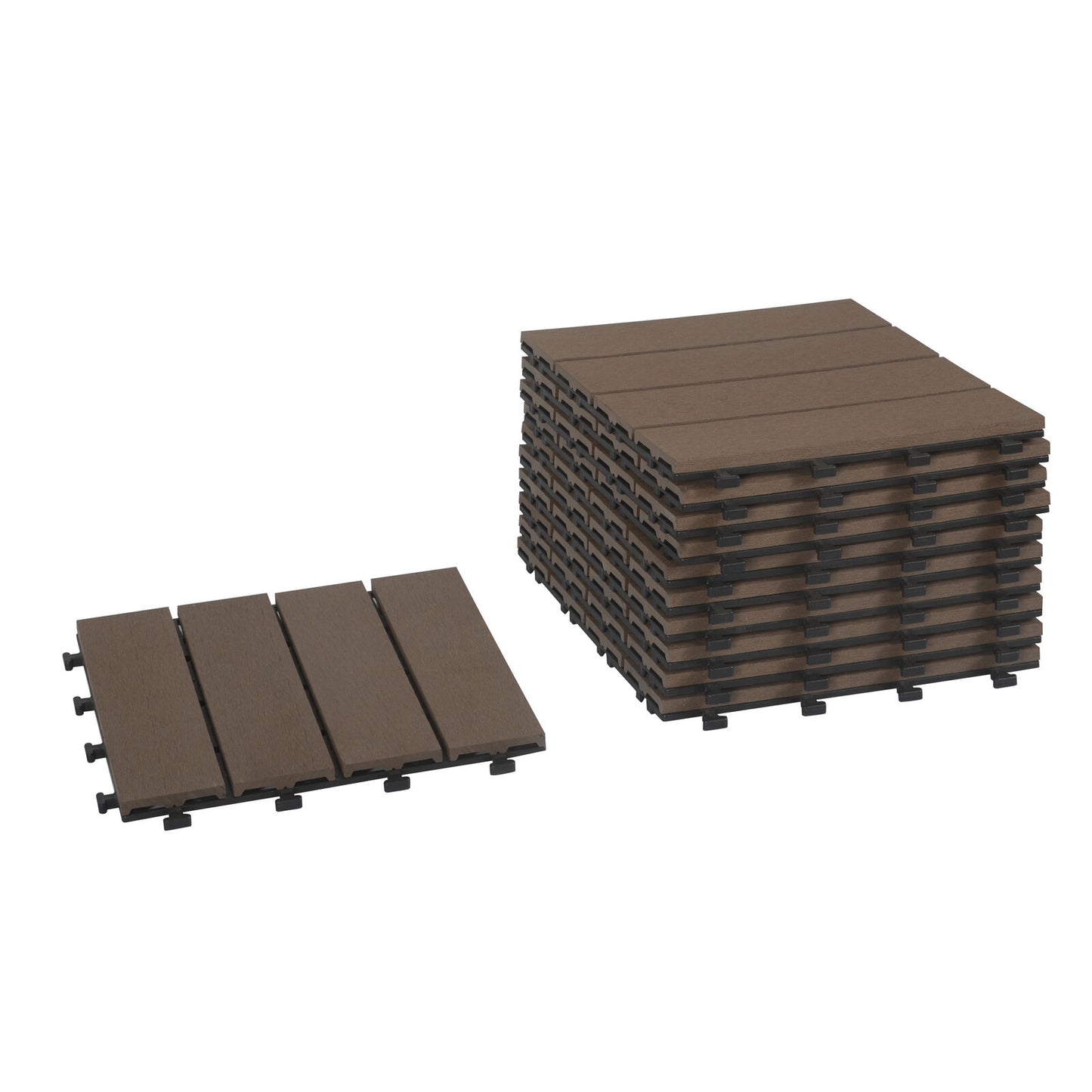 11x WPC Decking Tiles Garden Patio Balcony Interlocking Composite Decking Floor
