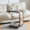 C Shaped Side Table with Wheels for Living Room Mobile Sofa Side End Tables