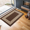 Machine Washable Non Slip Greek Key Kitchen & Hall Runners Rugs Mats Black Grey