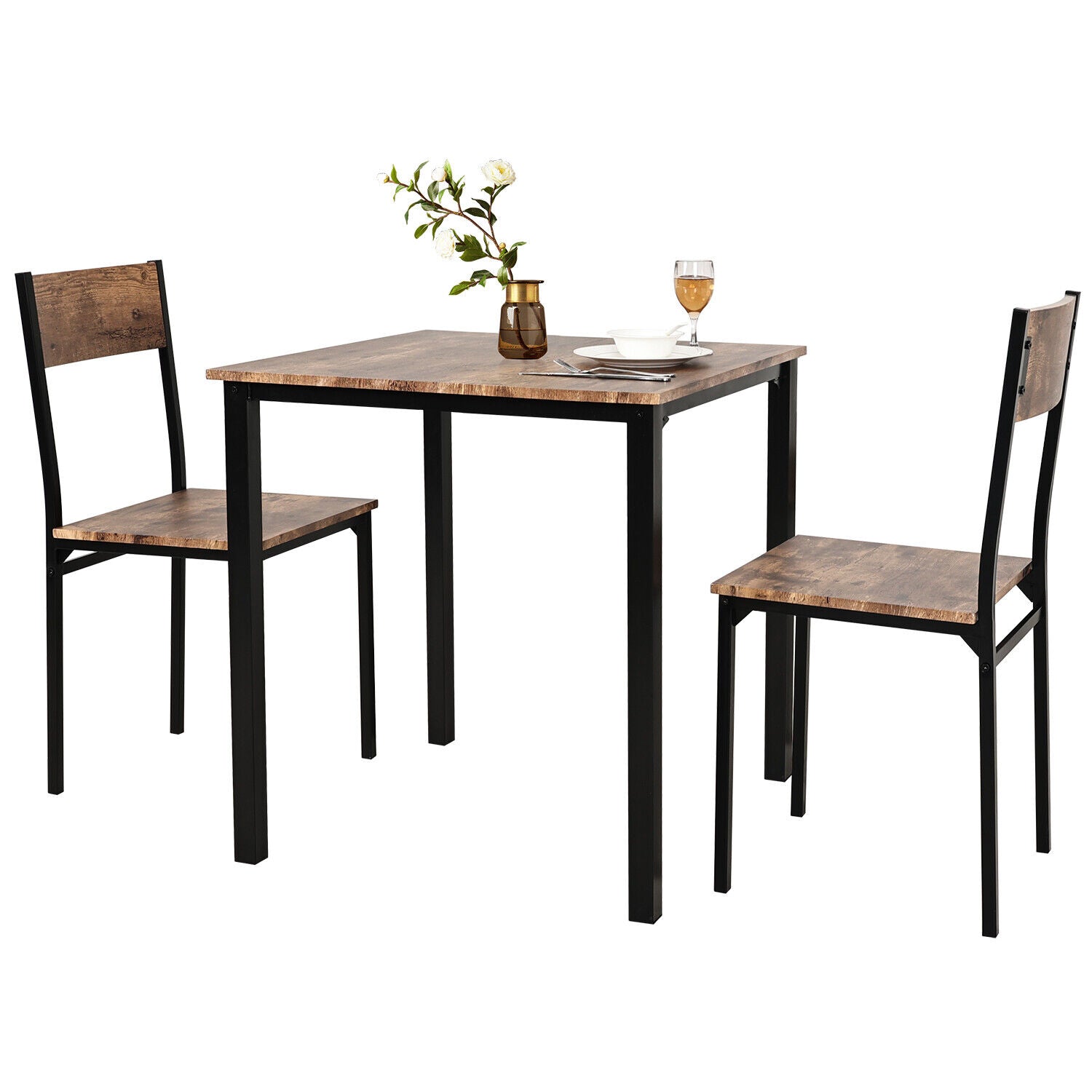 2/4 Seats Modern Dining Table and Chairs Set Metal Frame Kitchen Dining Room UK