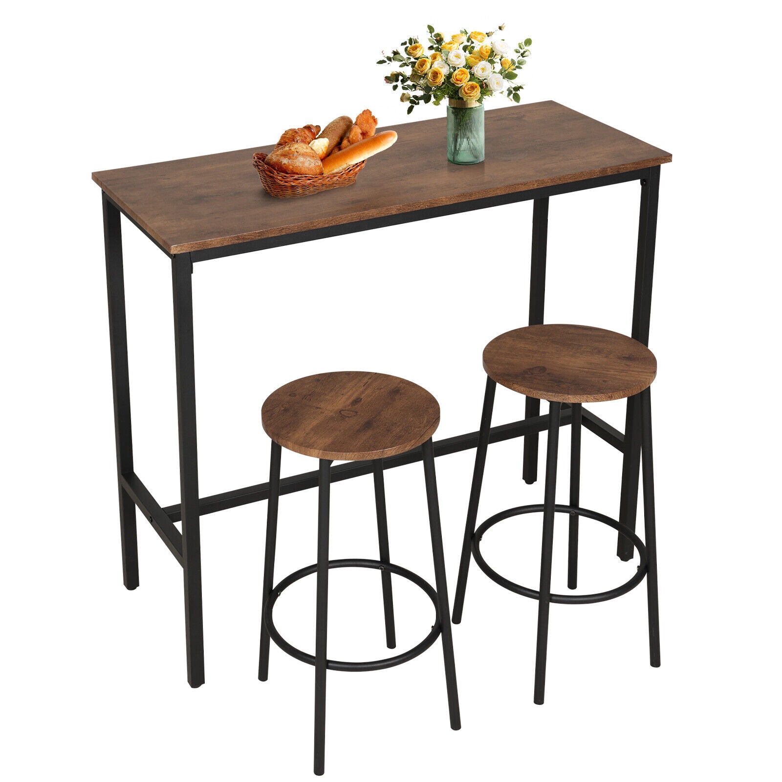 2/4 Seats Modern Dining Table and Chairs Set Metal Frame Kitchen Dining Room UK