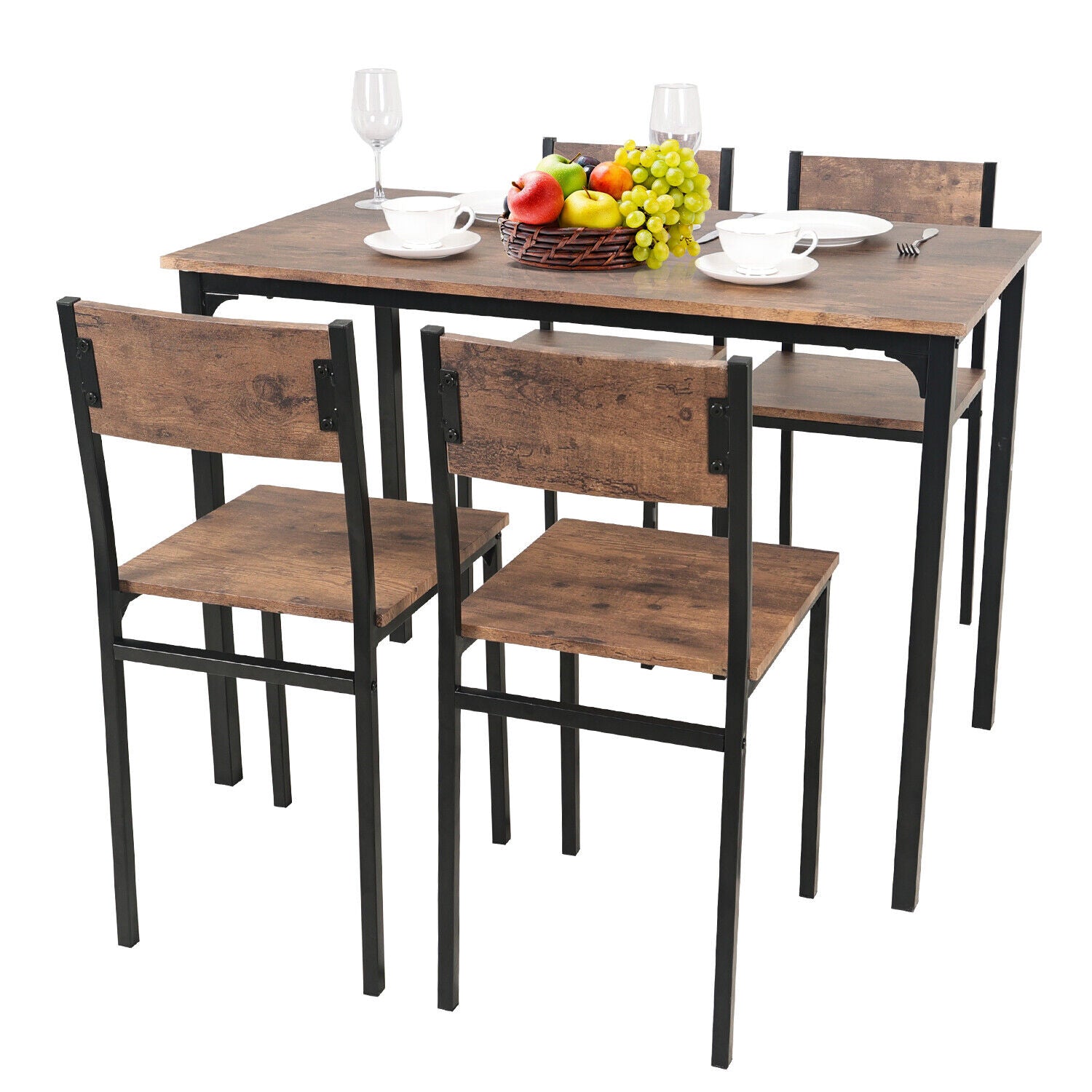 2/4 Seats Modern Dining Table and Chairs Set Metal Frame Kitchen Dining Room UK