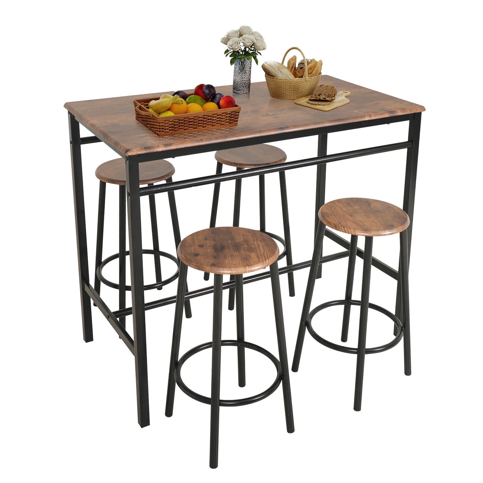 2/4 Seats Modern Dining Table and Chairs Set Metal Frame Kitchen Dining Room UK