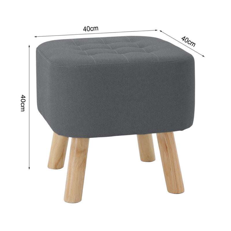 Square Wood Footstool Footrest Pouffe Foot Stool Padded Ottoman Seat Bench Chair